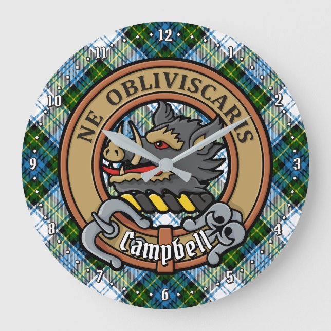 Relógio Grande Campbell Crest over Dress Tartan (Frente)