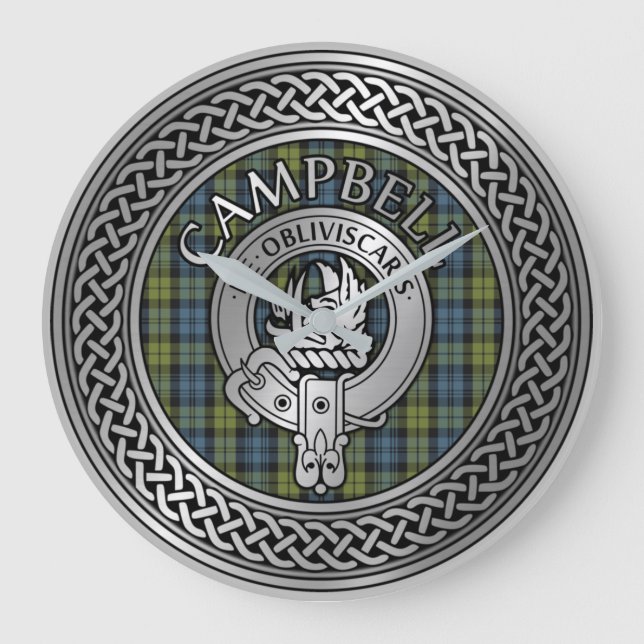 Relógio Grande Campbell Crest & Tartan Knot Large (Frente)