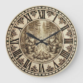 Relógio Grande Campfire Gnomes Wall Clock 