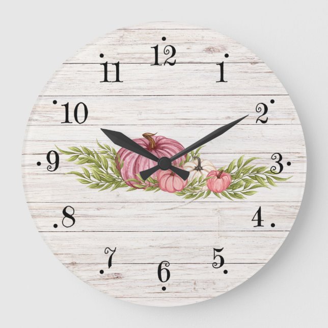 Relógio Grande Campo agrícola do campo White Wash Wood Wall Clock (Frente)