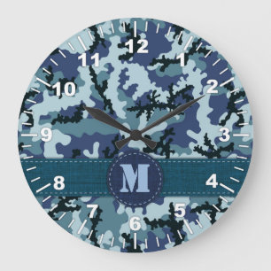 Relógio Grande camuflagem do marinho