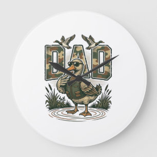 Relógio Grande Camuflagem Papai Pato Desenho de Camiseta de Gravu