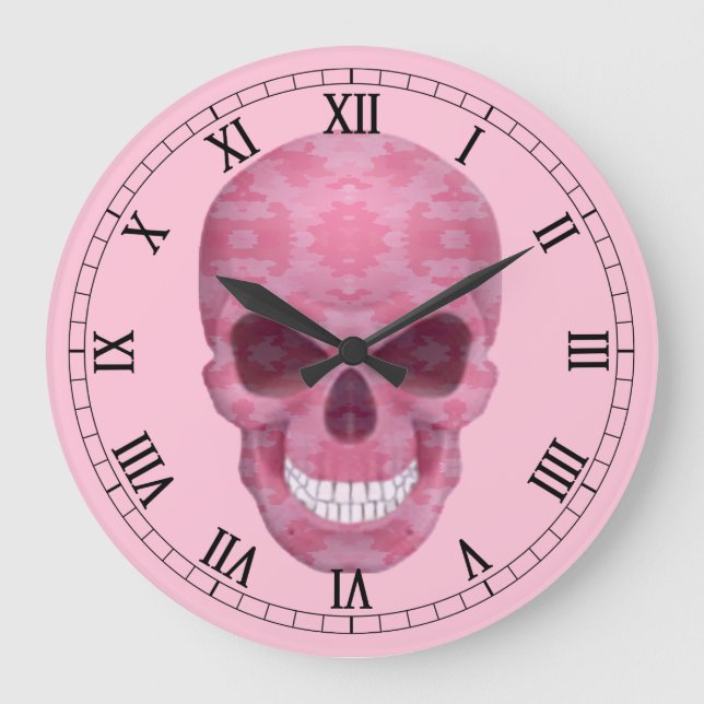 Relógio Grande Camuflagem rosa - Clock Numerário Romano (Frente)