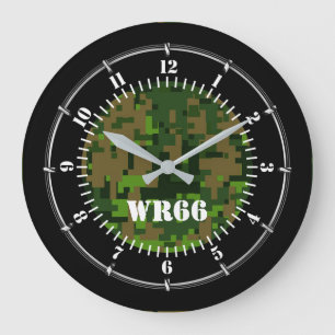 Relógio Grande Camuflagem Verde da Floresta Personalizada num