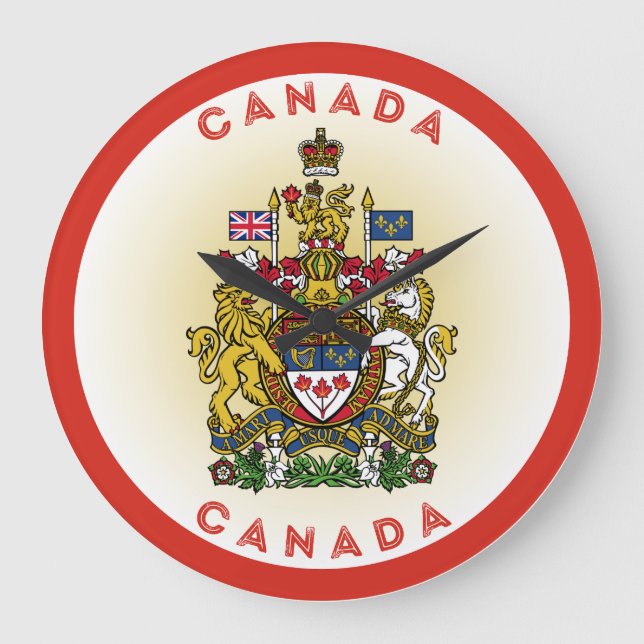 Relógio Grande Canada Coat of Arms Circle Shape (Frente)