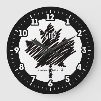 Relógio Grande canadense Flag Black Maple Personalize-o em um