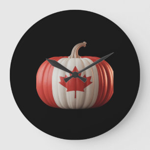 Relógio Grande Canadiano Flag Pumpkin Maple Leaf Thankplaying Ove