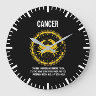 Relógio Grande Cancer - Horoscópio, Sinal Zodioso Engraçado Humor