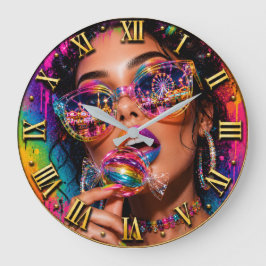 Relógio Grande Candy Queen Fashion Pop Art Neon Candy