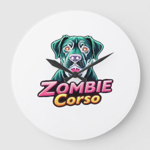 Relógio Grande Cane Corso Mastim Italiano Cão Zumbi Halloween Es