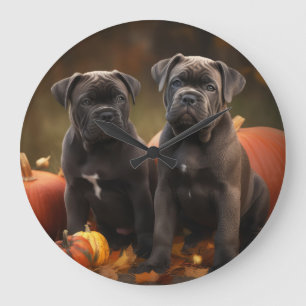 Relógio Grande Cane Corso Puppy Autumn Delight Pumpkin