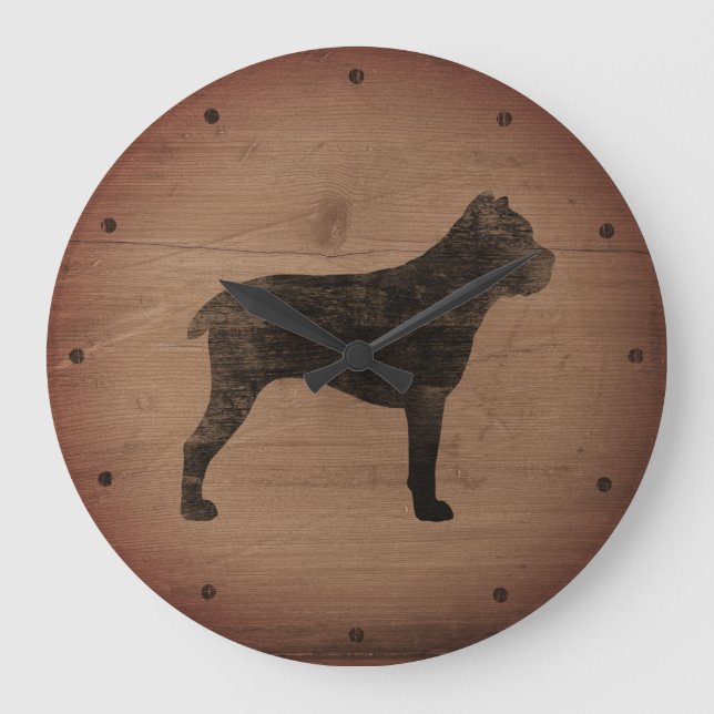 Relógio Grande Cane Corso Silhouette Rustic (Frente)