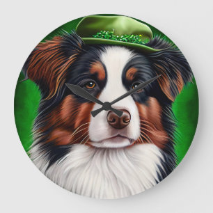 Relógio Grande Cão Australian Shepherd vestido para o Dia de São