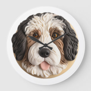 Relógio Grande Cão Bernedoodle 3D Inspirado