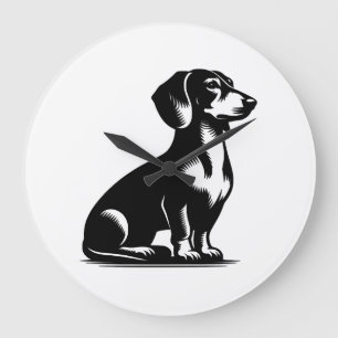 Relógio Grande Cão de Caça Clássico Desenho Vintage de Dachshund 