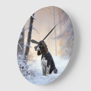 Relógio Grande Cão de Caça Springer Spaniel Inglês Deixe Nevar Na