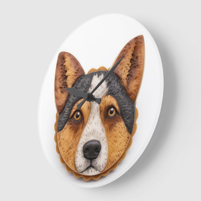 Relógio Grande Cão de Gado Australiano Inspirado em 3D (Ângulo)
