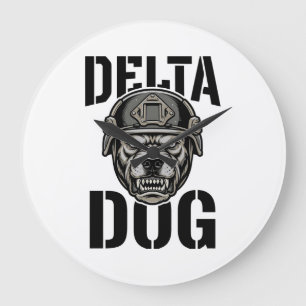 Relógio Grande Capacete Bulldog Delta Dog Design de Gravura Vinta