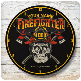 Relógio Grande Capacete de Caveira Personalizado de Bombeiro Ax B