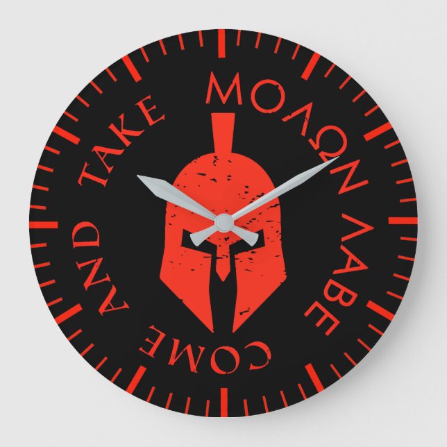Relógio Grande Capacete Espartano Molon Labe Vermelho (Frente)