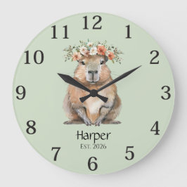 Relógio Grande Capybara Nursery Wall Clock • Personalized