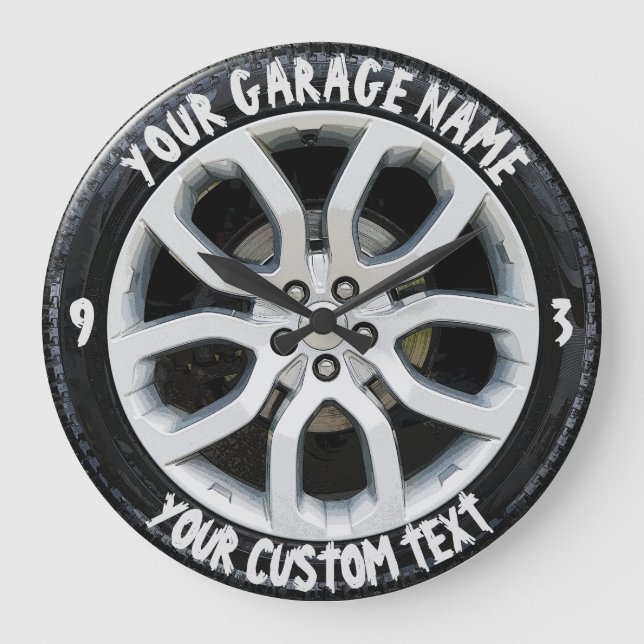 Relógio Grande Car Service Repair Garage Owner Tire Wheel Persona (Frente)