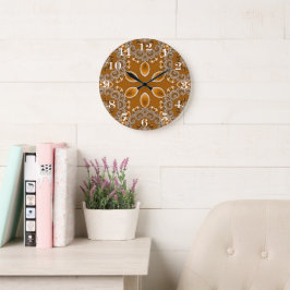 Relógio Grande Caramel Fractal Lace Round Clock