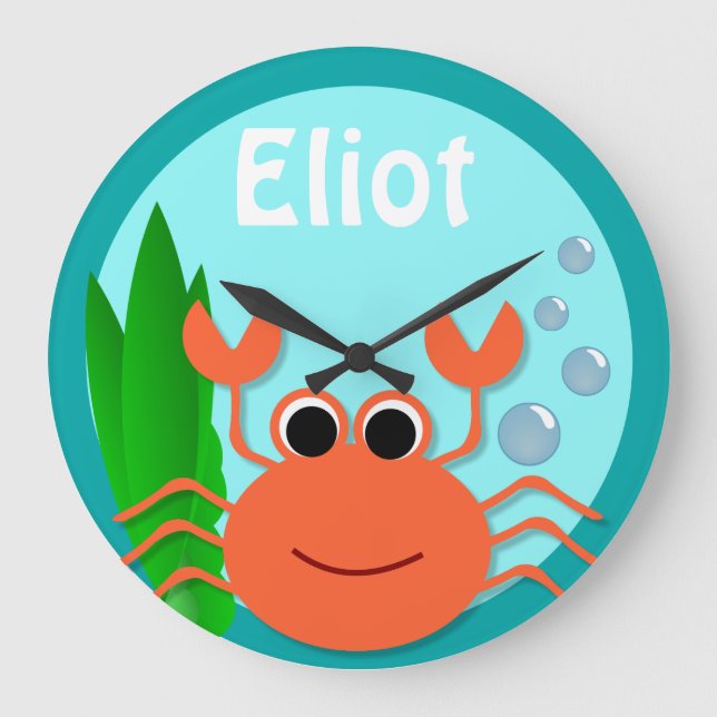 Relógio Grande Caranguejo Oceano Grande Muro Redondo (Frente)