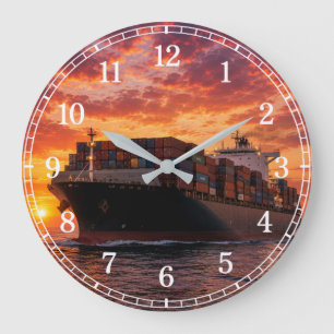 Relógio Grande Cargo Ship Wall Clock — Industrial Maritime Design
