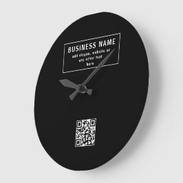 Relógio Grande Carregar código QR ou logotipo | Preto Moderno