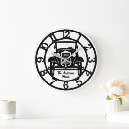 Relógio Grande Carro Antigo Preto e Branco