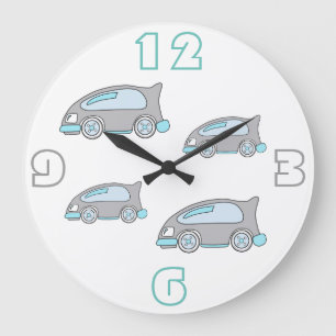 Relógio Grande Carro De Raça Cótea Azul De Desenho Garotos De P