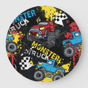 Relógio Grande Carro monstro: padrão infantil Abstrato