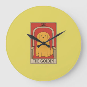 Relógio Grande Carta de Tarot Vintage O Cão Retriever Dourado