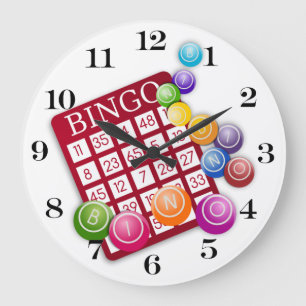 Relógio Grande Cartão BINGO com BINGO Balls