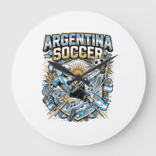 Relógio Grande Cartaz das Nações do Atacante Esqueleto de Futebol