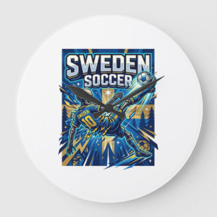 Relógio Grande Cartaz de Esqueleto de Futebol da Suécia em Estilo