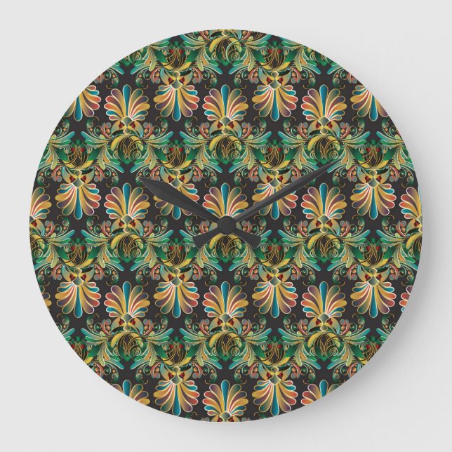 Relógio Grande Carteira de luxo ornamentado Flor (Frente)