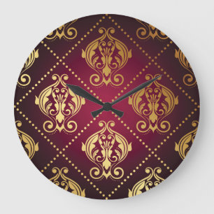 Relógio Grande Carteira de Vintage do Ornament Dourado Maroon