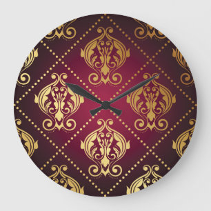 Relógio Grande Carteira de Vintage do Ornament Dourado Maroon