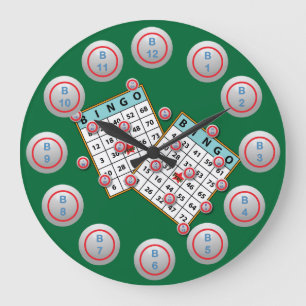 Relógio Grande Cartões de bingo e bolas