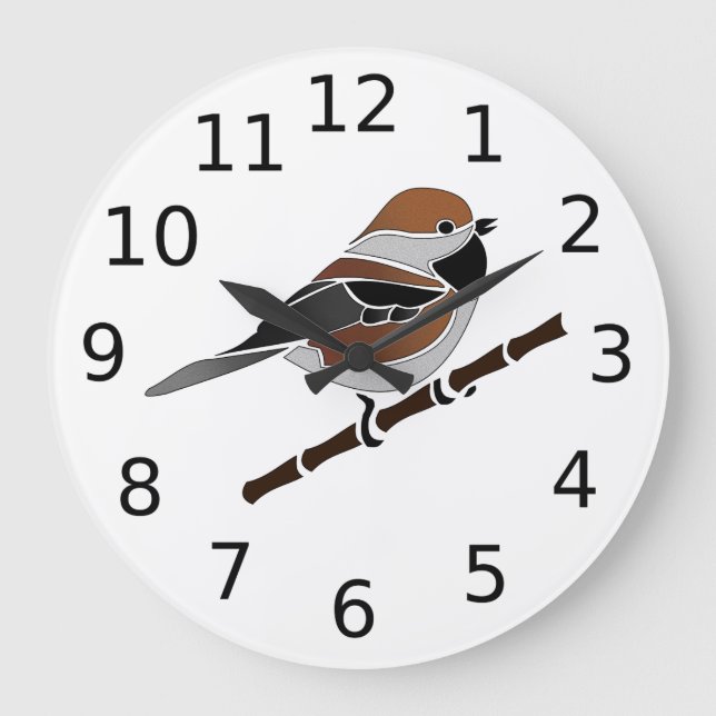 Relógio Grande Cartoon Boreal Chickadee Bird Adorável (Frente)
