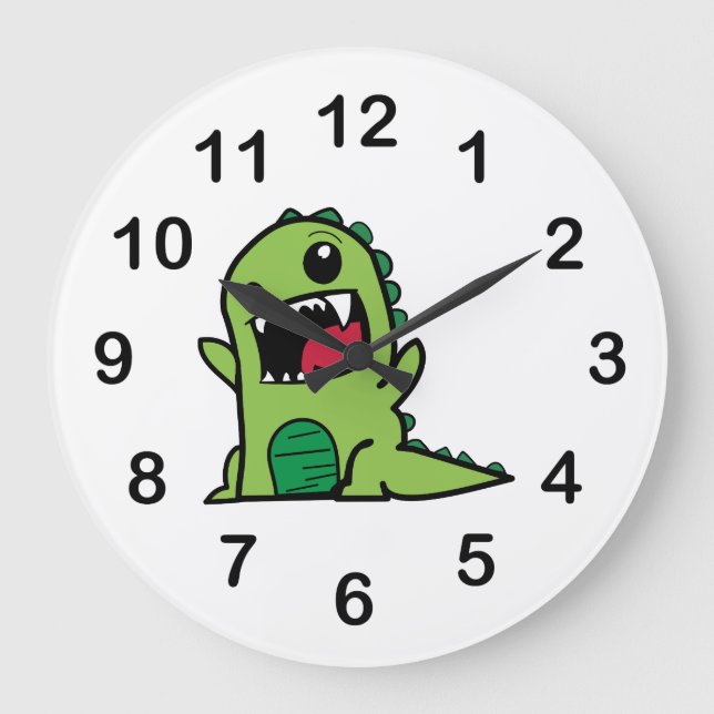 Relógio Grande Cartoon de dinossauro bebê (Frente)