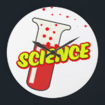 Relógio Grande Cartoon do Science Flask<br><div class="desc">Logotipo do Science Flask Cartoon de um tubo de ensaio de vidro borbulhante.</div>