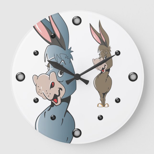 Relógio Grande Cartoon Donkey Wall Clock (Frente)