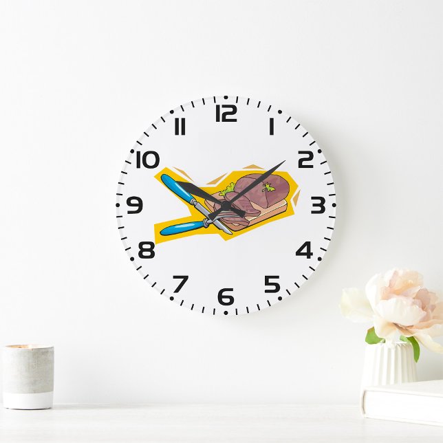 Relógio Grande Carving Roast Beef with Fork and Knife (Criador carregado)