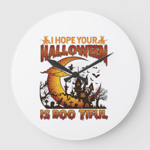 Relógio Grande Casa Assombrada Boo Tiful de Halloween Lua Crescen
