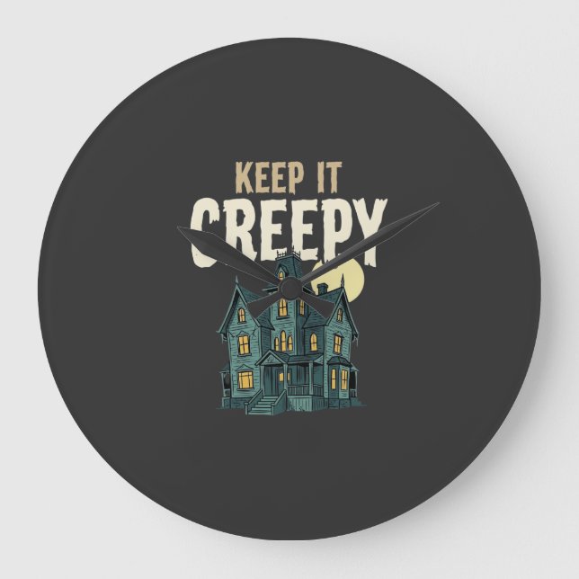 Relógio Grande Casa Assombrada de Halloween Design_1 (Frente)