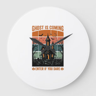 Relógio Grande Casa Assombrada Vintage Ghost Is Coming Halloween 