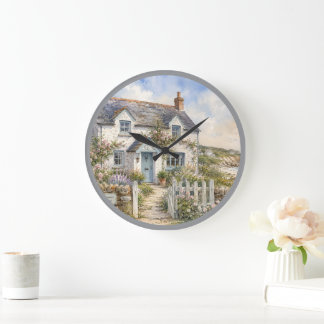 Relógio Grande Casa de Campo Costeira Personalizada Aquarela